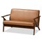 Baxton Studio Bianca Mid-Century Modern Walnut Brown Finished Wood and Tan Faux Leather Effect Loveseat 190-11393-ZORO - alternate 8
